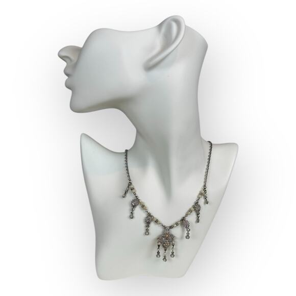 Vintage 925 Sterling Silver Filigree Necklace Drops 18” - Picture 6 of 8